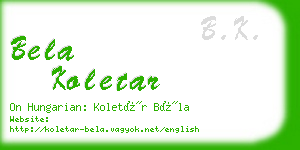 bela koletar business card